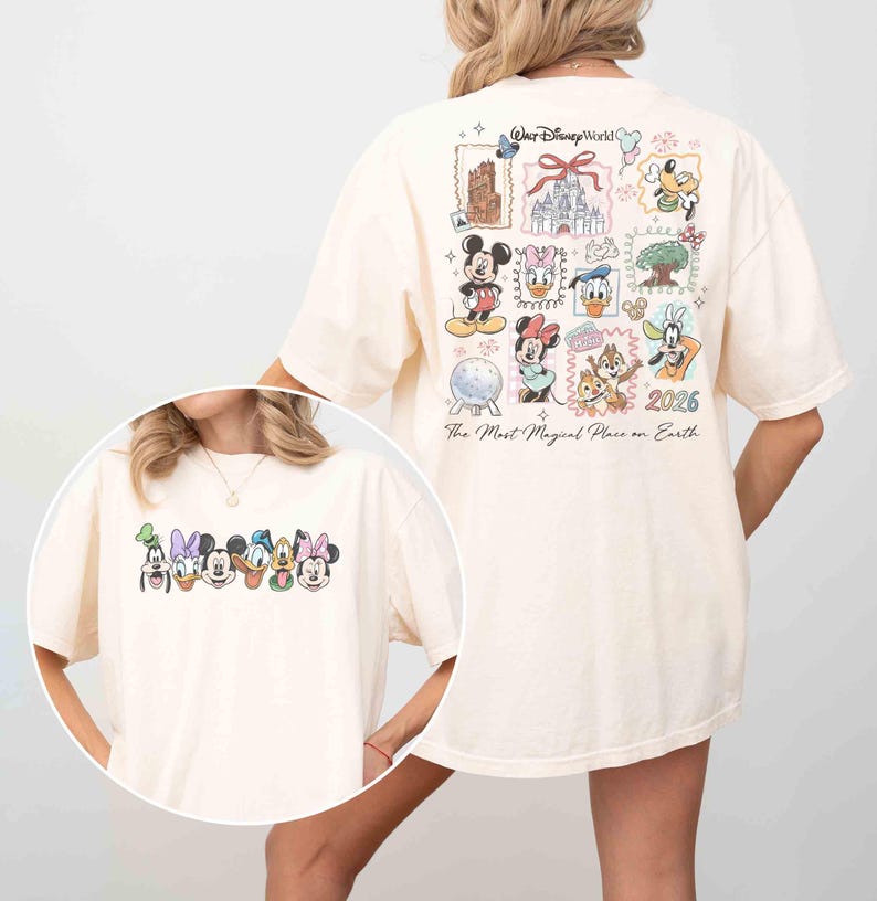 Retro Mickey and Friends Walt Disney World Shirt, Disney 2026 Trip Disney Vacation Tee, Disney Family Trip Shirt, 2 Sided Disney World Shirt image 1