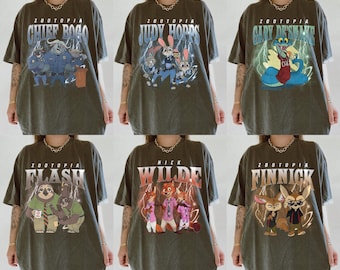 Zootopia 2 Characters Bootleg Vintage Shirt, Judy Hopps Nick Wilde Gary De'Snake Tee, Zootropolis, Disneyland Family 2025 Trip Shirt