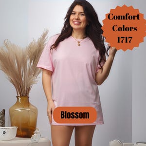 comfort colors blossom tee, 1717 soft pink t-shirt, garment dyed pastel pink shirt, unisex blank blossom tee for dtg, embroidery or sublimation, vintage pink comfort colors shirt, washed soft blossom cotton tee, custom print ready pink shirt, relaxed fit pink t-shirt, blank blossom shirt for printing, everyday wear pastel shirt, faded blossom pink cotton tee, blossom aesthetic tee, plain light pink shirt, blossom retro vibe shirt, pink comfort colors 1717 shirt