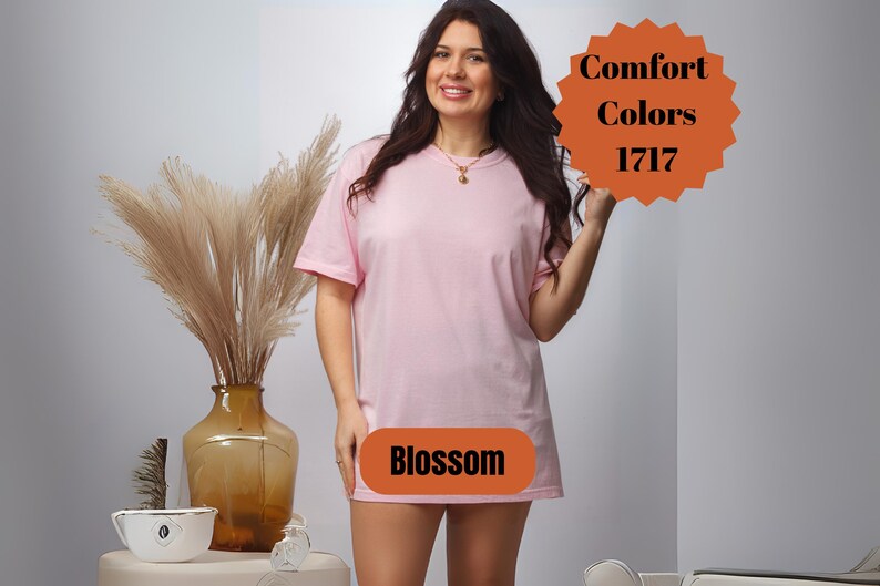 comfort colors blossom tee, 1717 soft pink t-shirt, garment dyed pastel pink shirt, unisex blank blossom tee for dtg, embroidery or sublimation, vintage pink comfort colors shirt, washed soft blossom cotton tee, custom print ready pink shirt, relaxed fit pink t-shirt, blank blossom shirt for printing, everyday wear pastel shirt, faded blossom pink cotton tee, blossom aesthetic tee, plain light pink shirt, blossom retro vibe shirt, pink comfort colors 1717 shirt