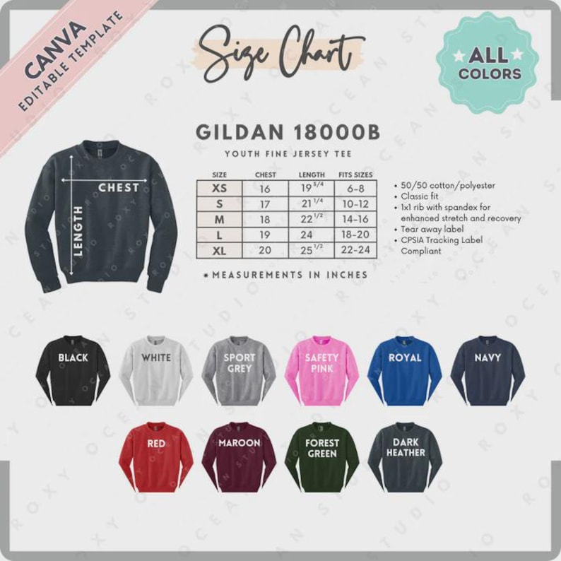 Create team gear with Gildan 18000 blank sweatshirts. Great for school clubs, sports, and spirit wear. Soft fleece, unisex fit, DTG and vinyl compatible. Customizable for team names, logos, and colors. Bulk orders welcome. A go-to blank sweatshirt for athletic collections.