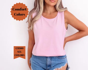 Vintage Style Comfort Colors Tank Top – Blank Unisex 9360 Cotton Top for DIY, Blank Tank Top, Festival, Beachwear & Custom Prints