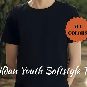 Gildan Softstyle Youth Blank Tee, Gildan Youth 64000B Shirt, Unisex Cotton Youth Shirt for DTG, Screen Printing, Sublimation, Embroidery