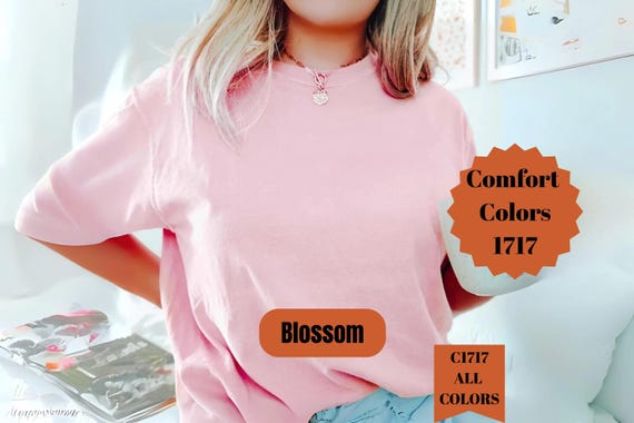 Blossom Comfort Colors Shirt – 1717 Garment Dyed T-Shirt – Soft Pink Unisex Tee for Sublimation, Embroidery, Light Pink Shirt Everyday Wear