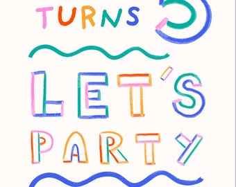 5th Birthday Invitation Template – Minimalist Baby First Birthday Invite, Editable Canva, Instant Download