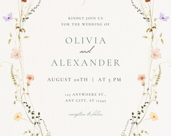 Minimalist Wedding Invitation Template | Editable Canva Invite (Digital Download)