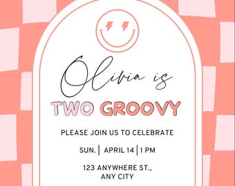2nd Birthday Invitation Template – Minimalist Toddler Party Invite, Editable Canva, Instant Download