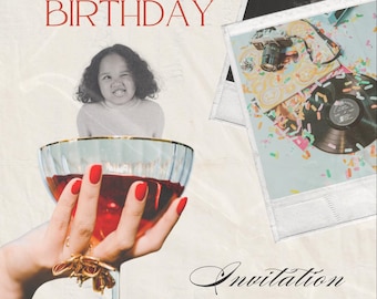 Minimalist Birthday Invitation Template | Modern Canva Party Invite (Digital Download)