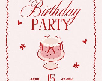 Minimalist Birthday Invitation Template | Modern Canva Party Invite (Digital Download)