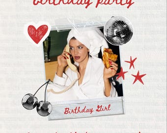 Modern Birthday Invitation Template | Photo Birthday Invite | Trendy Party Invite | Editable Canva Template