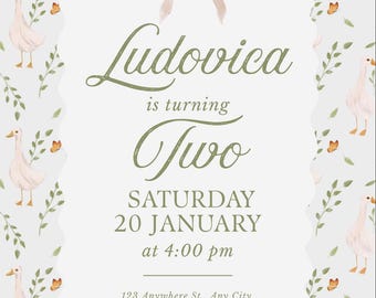 2nd Birthday Invitation Template – Minimalist Toddler Party Invite, Editable Canva, Instant Download
