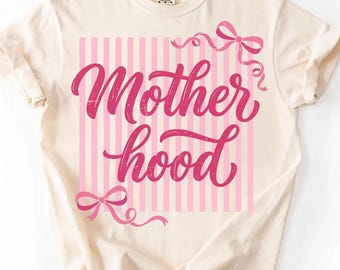Striped Coquette Motherhood PNG, Trendy Mama Sublimation Design, DYI Gift for Mother's Day, Preppy Mom Shirt Design, Trending Shirt Design
