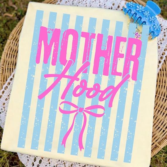 Striped Coquette Motherhood PNG, Trendy Mama Sublimation Design, DYI Gift for Mother's Day, Preppy Mom Shirt Design, Trending Shirt Design