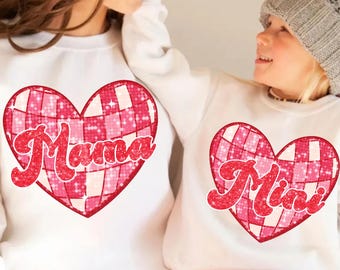 Valentines Mama Mini PNG Matching Mommy and Me Valentine's Day Png Bundle