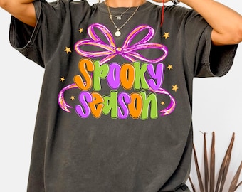 Preppy Spooky Halloween PNG: Ghost, Bat, Pumpkin Bow (Digital Download)
