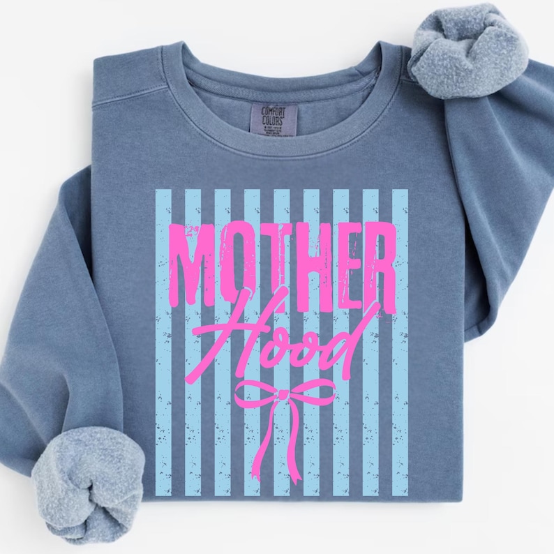 Striped Coquette Motherhood PNG, Trendy Mama Sublimation Design, DYI Gift for Mother's Day, Preppy Mom Shirt Design, Trending Shirt Design image 3