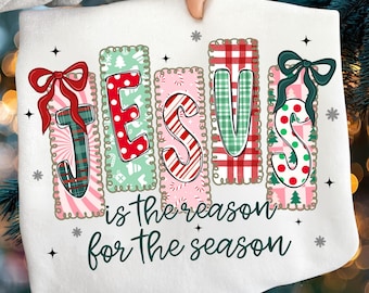 Jesus Is The Reason For A Season png, Christmas Png, Preppy christmas png, Christmas png, Retro Christmas png