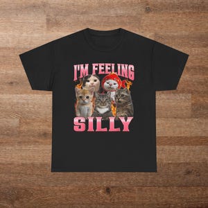 Silly Cat Meme Tee, Funny Graphic T-Shirt, Unisex Cotton Shirt, Brainrot Design, Meme Cats Gift