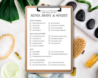 Personal Reset Checklist – Mind Body Spirit, Self-Care Planner (PDF Download)