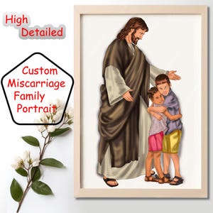 Custom Memorial Portrait, Memorial Portrait with Jesus, Family Miscarriage, personalized portrait, loss of a loved one, Infant Loss