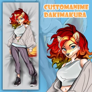 Custom Dakimakura Body Pillow, Dakimakura Fursona, Furry Art Commission, Custom Furry Anthro Fursona Design, Body Pillow Art