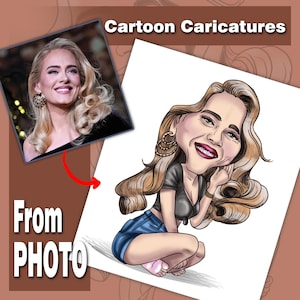 Personalized Caricature Portrait from Photo: Custom Digital Art Gift