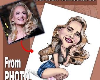 Ritratto caricaturale personalizzato da foto / Arte dei cartoni animati personalizzata / Ritratto digitale divertente / Download regalo