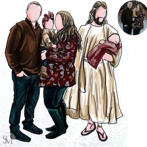 Custom Memorial Portrait, Faceless Portrait, Memorial Portrait with Jesus, Family Miscarriage, personalized portrait, loss of a loved one