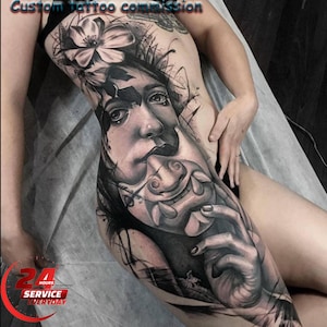 Custom Tattoo Design: Personalized Ink Drawing, Cover Up Art (Digital Drawing)
