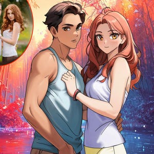 Custom Anime Drawing, Anime Style Portrait From Your Photos, Hand drawing, Anime couple portrait, Gift for Anime fans, Couple Gifts