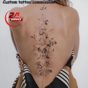 Custom Floral Tattoo Design: Personalized Hand-Drawn Tattoo Art