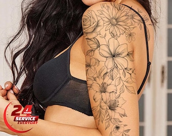 Custom Birth Flower Tattoo Design | Personalized Floral Tattoo Art | Hand Drawn Ink Illustration | Digital Drawing