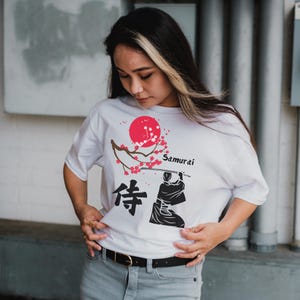 Samurai T-Shirt – Katana & Sakura Japanese Warrior Tee, Bushido Shirt, Japan Aesthetic Gift