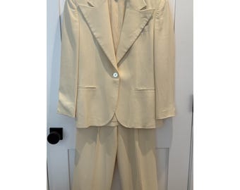 Ralph Lauren Light Yellow Suit Jacket & Cuffed Straight Leg Pant Corpcore Size 4