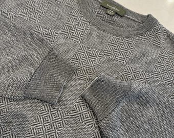 VTG Ermenegildo Zegna Mens Sweater 48 SM Geometric Black/Gray Wool Mix