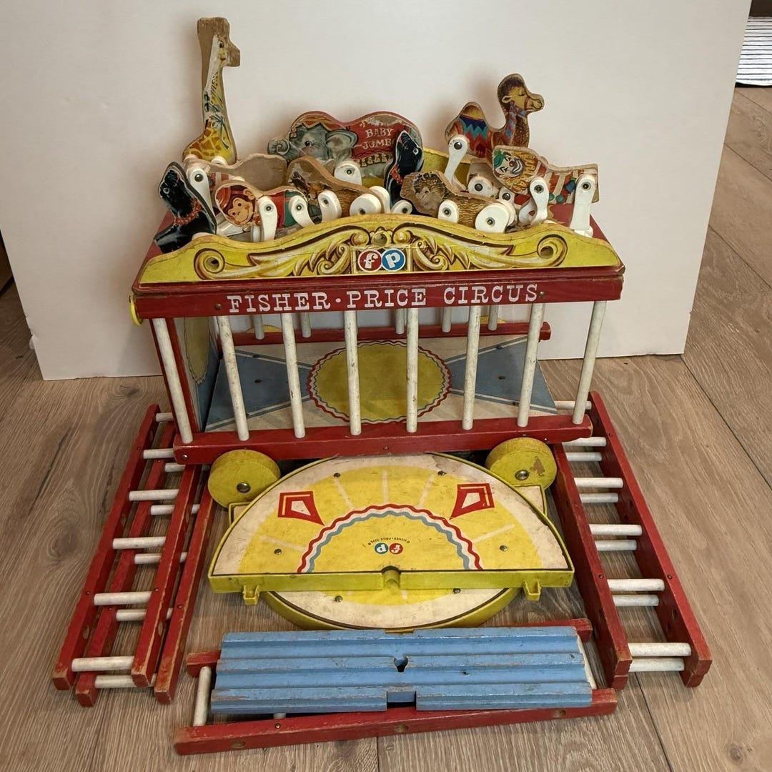 Fisher Price Wood Circus Wagon Animals Ring & Ladders -- 1960's Vintage ...