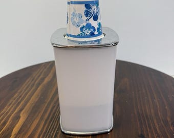 Dixie Dual Size Cup Dispenser White Chrome Flip Holder 25 3oz & 60 5oz Cups Incl