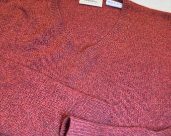 Vtg Nieman Marcus Red/Orange Cashmere Sweater Tunic Womens Med