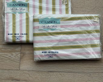Cannon Vintage Twin Flat & Fitted Sheet Set No Iron Muslin NEW IN PKG Early 70's