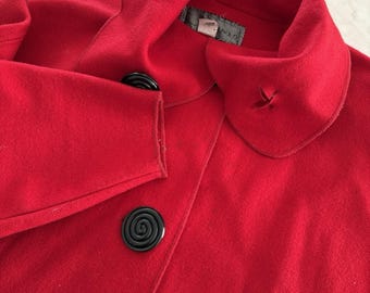Jermikko Red Wool Retro Avant- Garde Swing Coat Women's  One Size 80's Vibe