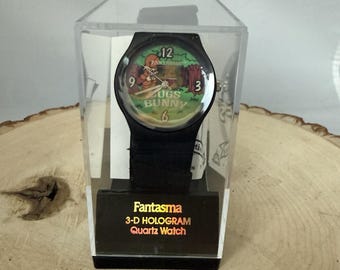 Fantasma 1993 Collectors Edition Bugs Bunny Elmer Fudd Hologram 3D Watch NIB
