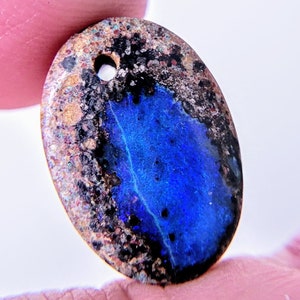 Beautiful polished Pipe Crystal Australian Boulder Opal smooth drilled cabochon bead briolette 15.5mm x 11mm x 5mm