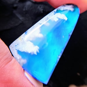 46.40 ct Massive Rare Plume Agate Aurora Opal Cloud Stone Doublet UNDRILLED cabochon briolette bead 42.5mm x 26mm x 6.5mm necklace setting
