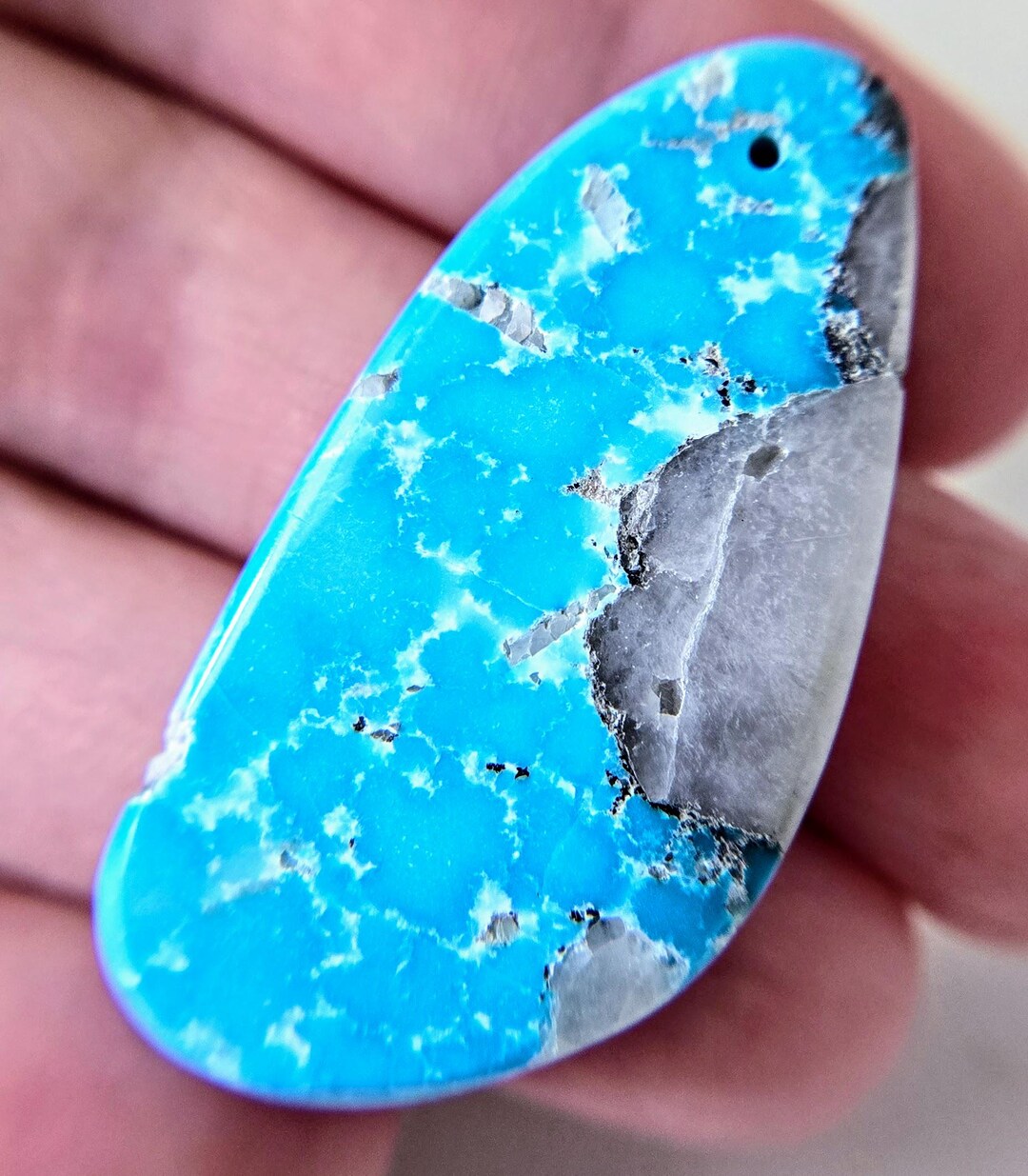 Turquoise Colcite Giant Deluxe RARE Focal AAA White Water Turquoise With Calcite Drilled ...