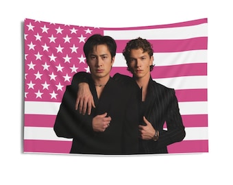 Tapiz de rivalidad acalorada, arte de pared de tela LGBTQ con bandera rosa (91 x 66 cm)