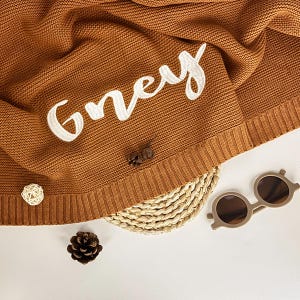 Personalized Baby Blanket, Soft Breathable Cotton Knit, Baby Shower Gift