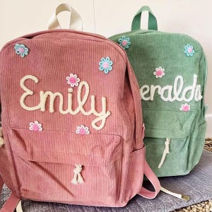 Personalisierter Cord Kinderrucksack: Gestickter Name, Kleinkind-Reisetasche