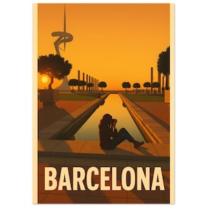 Vintage Style Barcelona Spain Travel Poster | Retro Wall Art | Nostalgic Home Decor Gift | Paintings