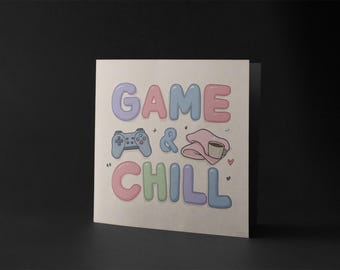 Poster, Game and Chill Pastel Wall Art, Gamer Room Decor, Cozy Gift