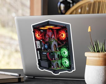 Mysigt RGB-klistermärke för gamer-PC: Vattentät vinyldekal